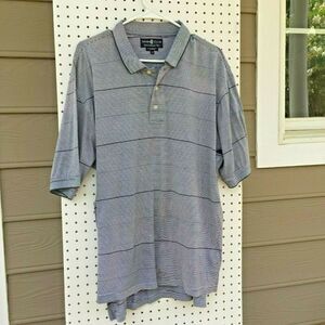 Club Navy Stripe Golf Polo Shirt L